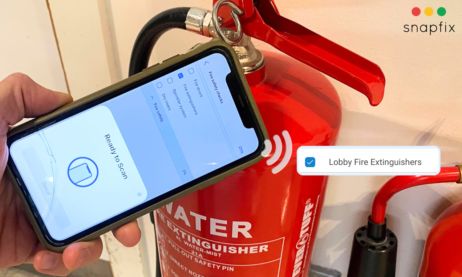 Snapfix NFC tap on fire extinguisher