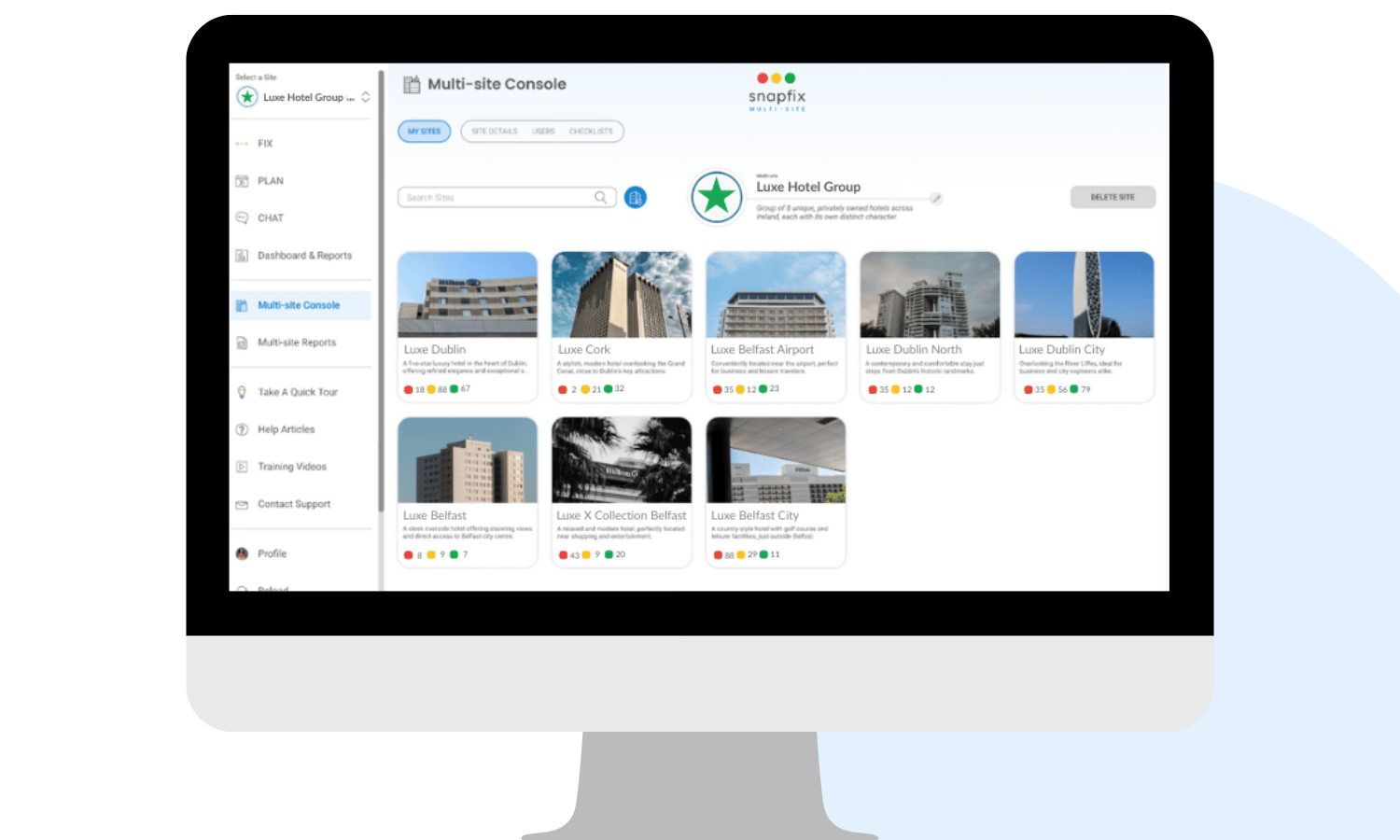 Snapfix Multi-Site interface